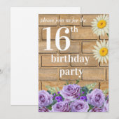 Invitation Rustic sixteen Birthday Invitatio String Wood (Devant / Derrière)