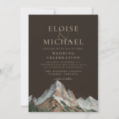 Invitation Rustic Snowy Mountain Landscape Watercolor Wedding (Devant)