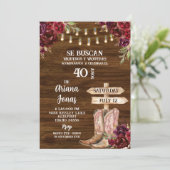 Invitation Rustic spanish se buscan adult woman birthday  (Debout devant)