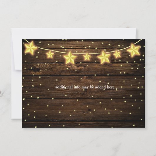 Invitation Rustic Stars String Lights Country Fête des mariée (Dos)