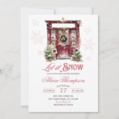 Invitation Rustic Storefront Let It Snow Girl Baby Shower (Devant)