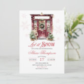 Invitation Rustic Storefront Let It Snow Girl Baby Shower (Debout devant)