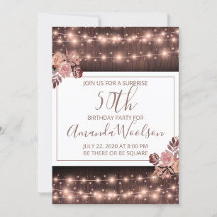 Invitation Rustic String éclaire Floral 50e anniversaire