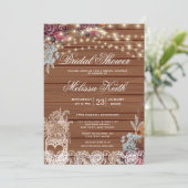 Invitation Rustic String éclaire la Fête des mariées respirat (Debout devant)