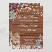 Invitation Rustic String éclaire la Fête des mariées respirat (Devant / Derrière)