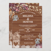 Invitation Rustic String éclaire le Mariage de la bimbo (Devant / Derrière)