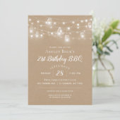 Invitation Rustic String Lights Anniversaire Fête BBQ Invitat (Debout devant)