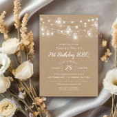 Invitation Rustic String Lights Anniversaire Fête BBQ Invitat