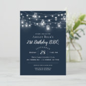 Invitation Rustic String Lights Anniversaire Fête BBQ Invitat (Debout devant)