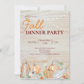 Invitation Rustic String Lights Dîner Citrouille d'automne (Devant)