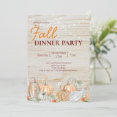 Invitation Rustic String Lights Dîner Citrouille d'automne (Debout devant)