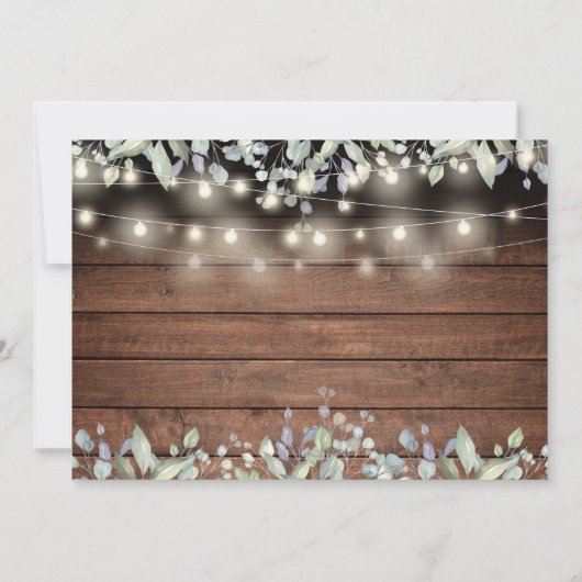 Invitation Rustic String Lights Jars Verdure Mariage photo (Dos)