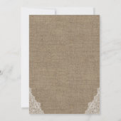 Invitation Rustic String Lights Laced Burlap Mariage Photo (Dos)