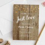 Invitation Rustic String Lights Mariage Elopement Party<br><div class="desc">Cette invitation à la fête d'elopement rustique sera la meilleure façon d'invitation vos amis et votre famille pour une fête d'accueil! Cette conception est composée d'un arrière - plan en faux bois, de lampes à cordes chères et de texte blanc en écriture manuscrite et de polices de blocs. Invitation vos...</div>