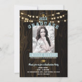 Invitation Rustic String Lights Photo Graduation Party (Devant)