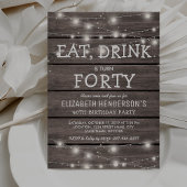 Invitation Rustic String Lights Quarante Anniversaire | 40e