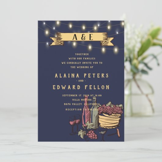 Invitation Rustic String Lights Vineyard Vineyard Mariage (Debout devant)
