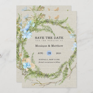 Invitation Rustic Summer Fern Wreath Wedding Enregistrer La D