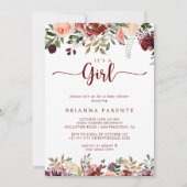 Invitation Rustic Summer Floral C'est un Baby shower de fille (Devant)