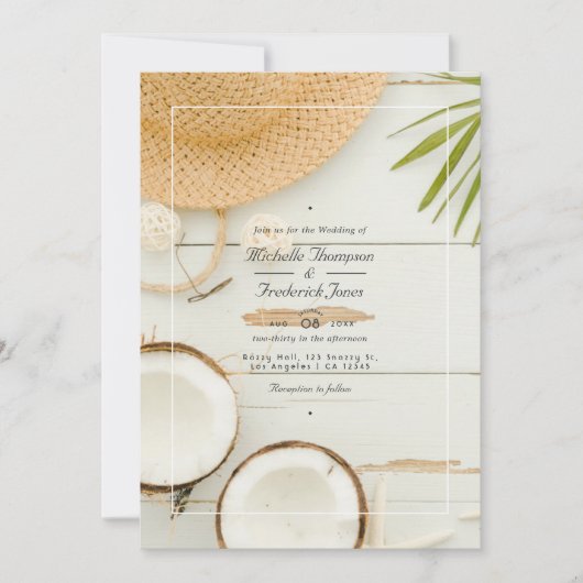 Invitation Rustic Summer QR Code RSVP Beach Mariage (Devant)