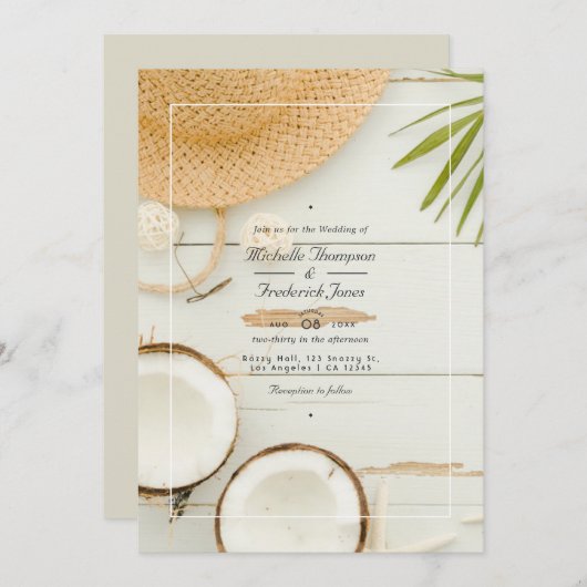 Invitation Rustic Summer QR Code RSVP Beach Mariage (Devant / Derrière)