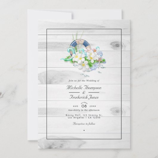 Invitation Rustic Summer QR Code RSVP Beach Mariage (Devant)