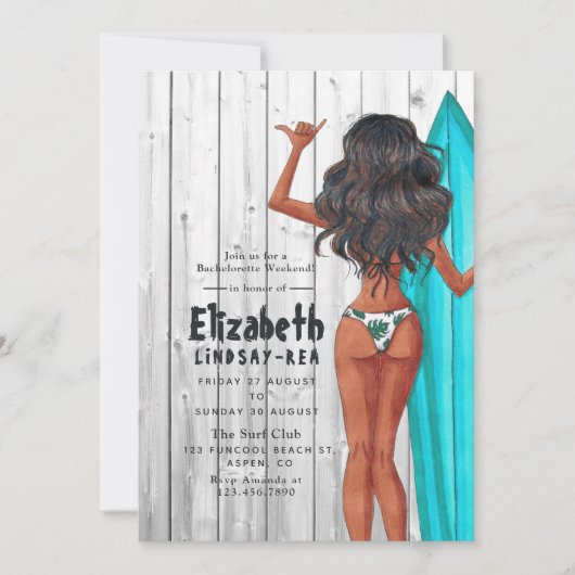 Invitation Rustic Summer Surf Beach Voyage Bachelorette Week- (Devant)