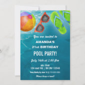 Invitation Rustic Summer Swimming Pool Party Birthday (Devant)