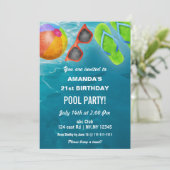 Invitation Rustic Summer Swimming Pool Party Birthday (Debout devant)