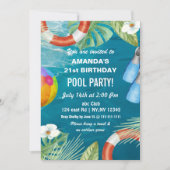 Invitation Rustic Summer Swimming Pool Party Birthday Invita (Devant)
