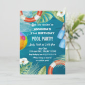 Invitation Rustic Summer Swimming Pool Party Birthday  Invita (Debout devant)