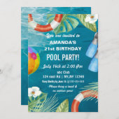 Invitation Rustic Summer Swimming Pool Party Birthday  Invita (Devant / Derrière)