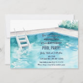 Invitation Rustic Summer Swimming Pool Party Birthday Invite (Devant)