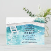 Invitation Rustic Summer Swimming Pool Party Birthday Invite (Debout devant)