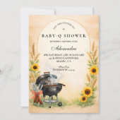 Invitation Rustic Sunflower Baby Q Baby Shower (Devant)