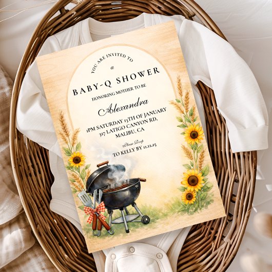 Invitation Rustic Sunflower Baby Q Baby Shower