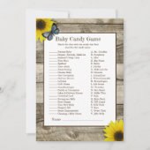 Invitation Rustic Sunflower Bébé Baby shower de bonbons jeu (Devant)