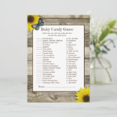 Invitation Rustic Sunflower Bébé Baby shower de bonbons jeu (Debout devant)