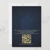 Invitation Rustic Sunflower Navy Blue Wood QR Code Wedding (Dos)