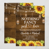 Invitation Rustic Sunflower Nothing Fancy Just Love Wedding (Devant / Derrière)