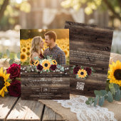 Invitation Rustic Sunflower QR Code RSVP Wedding