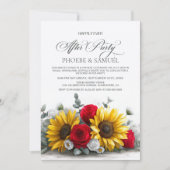 Invitation Rustic Sunflower Red Rose Wedding After Party (Devant)