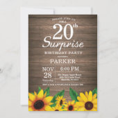 Invitation Rustic Sunflower Surprise 20e anniversaire Invitat (Devant)