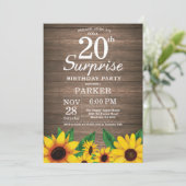 Invitation Rustic Sunflower Surprise 20e anniversaire Invitat (Debout devant)