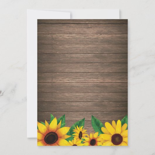 Invitation Rustic Sunflower Surprise 20e anniversaire Invitat (Dos)