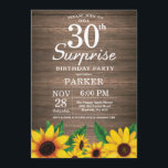 Invitation Rustic Sunflower Surprise 30e anniversaire Invitat<br><div class="desc">Rustic Sunflower Surprise 30e anniversaire Invitation. Fleurs florales et Arrière - plan de bois rustique. Country Vintage Retro. Femmes Anniversaire. 12ème 13ème 15ème 16ème 18ème 20ème 21ème 30ème 40ème 50ème 60ème 70ème 80ème 90ème 100ème, tout âge. Numérique imprimable. Pour plus de personnalisation, cliquez sur le bouton "Customiser" et utilisez notre...</div>