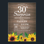 Invitation Rustic Sunflower Surprise 30e anniversaire Invitat<br><div class="desc">Rustic Sunflower Surprise 30e anniversaire Invitation. Fleurs florales et Arrière - plan de bois rustique. Country Vintage Retro. Femmes Anniversaire. 12ème 13ème 15ème 16ème 18ème 20ème 21ème 30ème 40ème 50ème 60ème 70ème 80ème 90ème 100ème, tout âge. Numérique imprimable. Pour plus de personnalisation, cliquez sur le bouton "Customiser" et utilisez notre...</div>