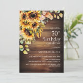 Invitation Rustic Sunflower Wood 30e fête d'anniversaire (Debout devant)