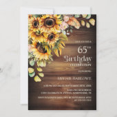 Invitation Rustic Sunflower Wood 65e fête d'anniversaire (Devant)