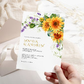 Invitation Rustic Sunflowers & Lavender Mariage Invité